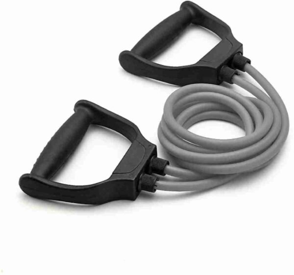 Shopeleven improved quality pure latex tube stretching rope for home gym exerciser Resistance Tube (Grey)